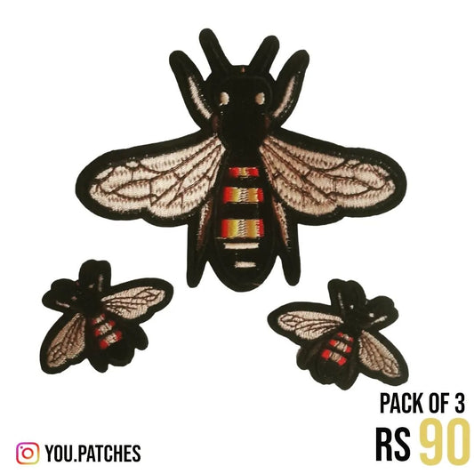 Embroided Bee Patch (Pack of 3)