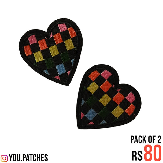 Stick On Embroided Multi Hearts Patch (Pack of 2)