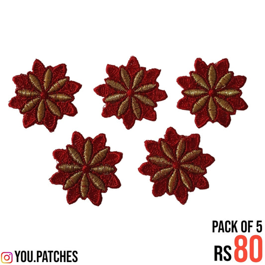 Red Flowers Patch (Pack of 5)