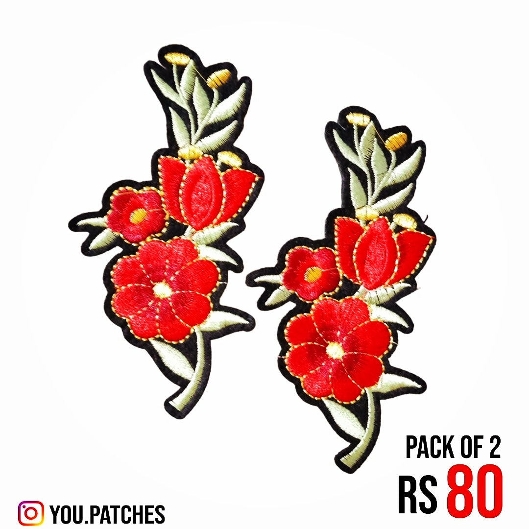 Stick On Embroided Flower Bail Patch (Pack of 2)