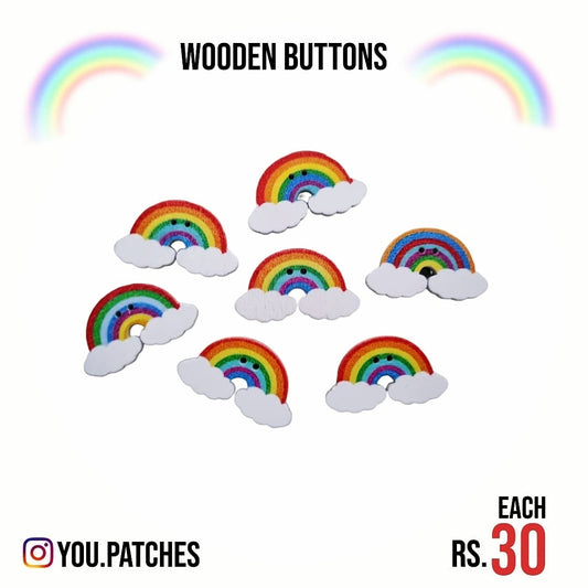 Wooden Rainbow Buttons