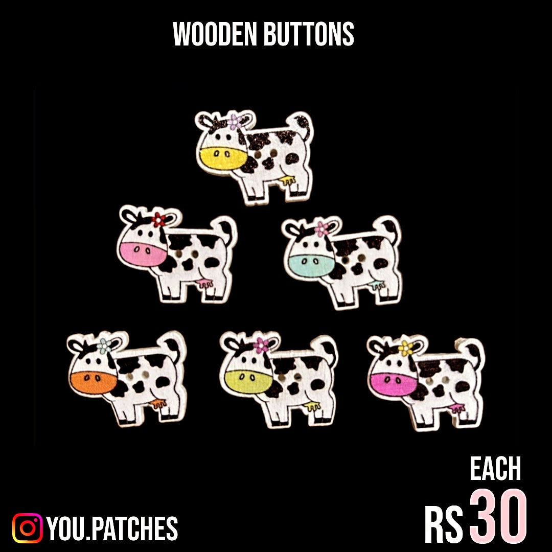 Cow Wooden Buttons