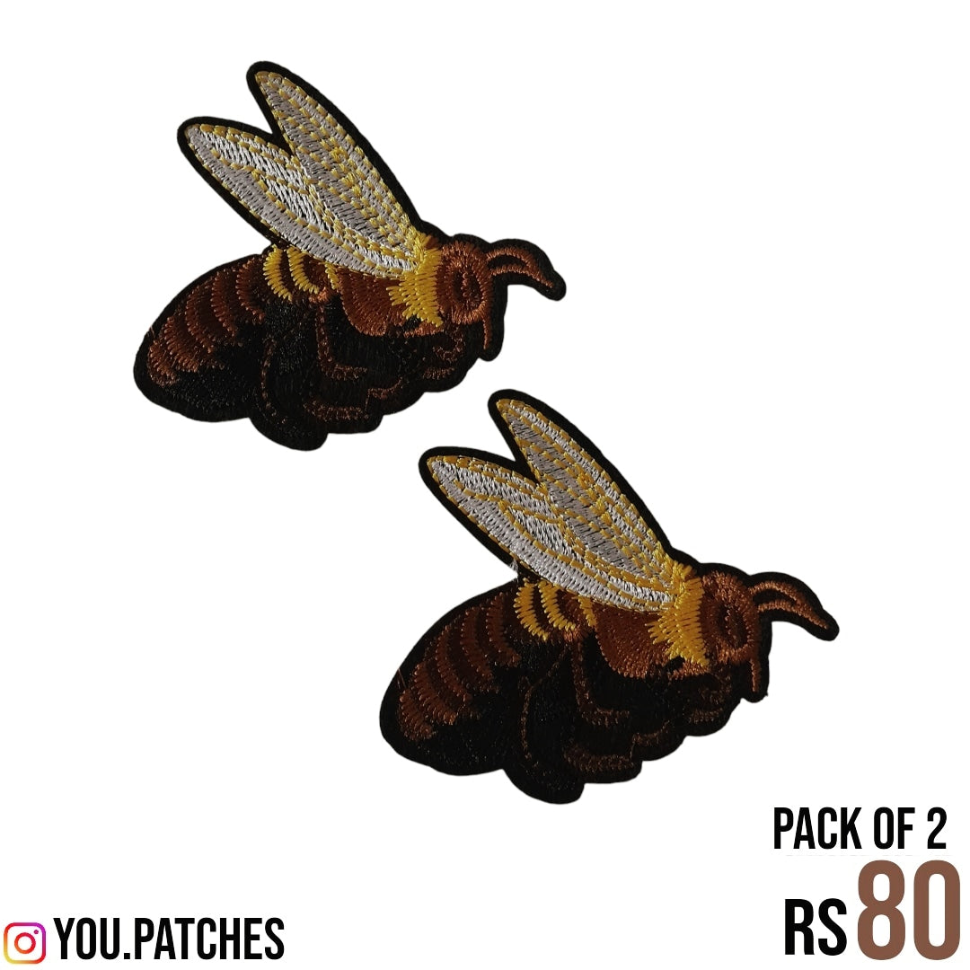 Stick on Embroided Bee Patch (Pack of 2)