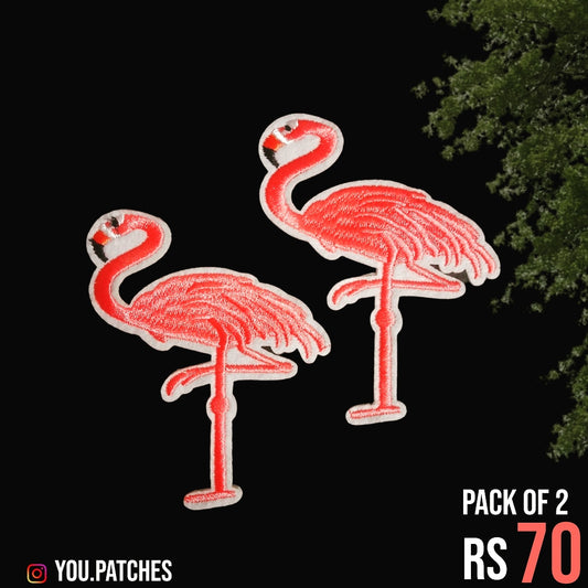 Stick on Embroided Flamingo Patch (Pack of 2)