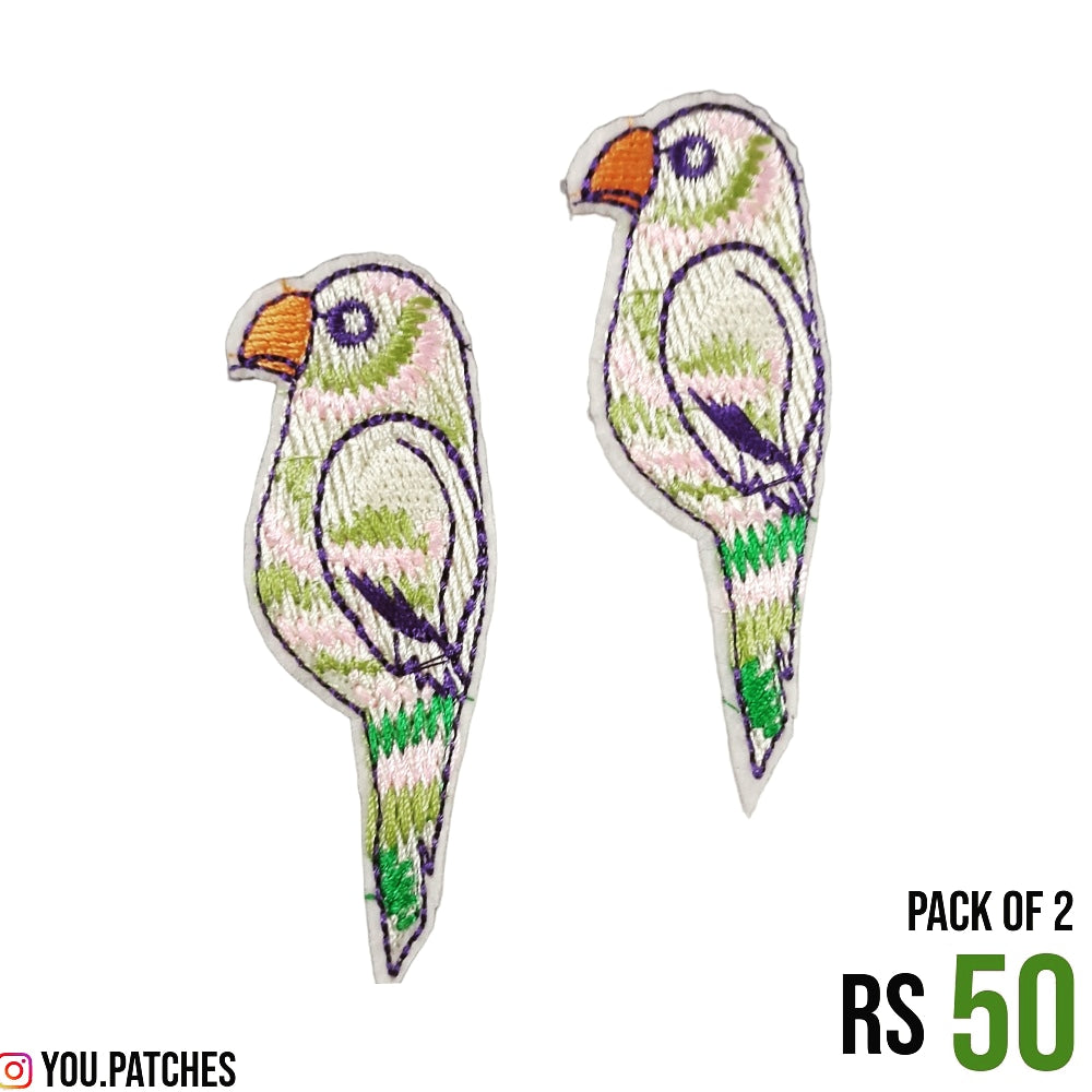 Stick On Embroided Parrot Patch (Pack of 2)