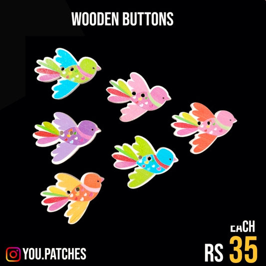 Wooden Sparrow Buttons