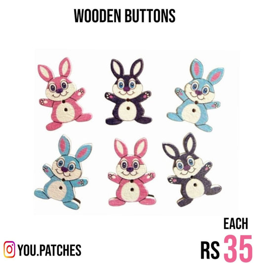 Wooden Bunny Buttons