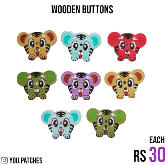 Wooden Tiger Buttons