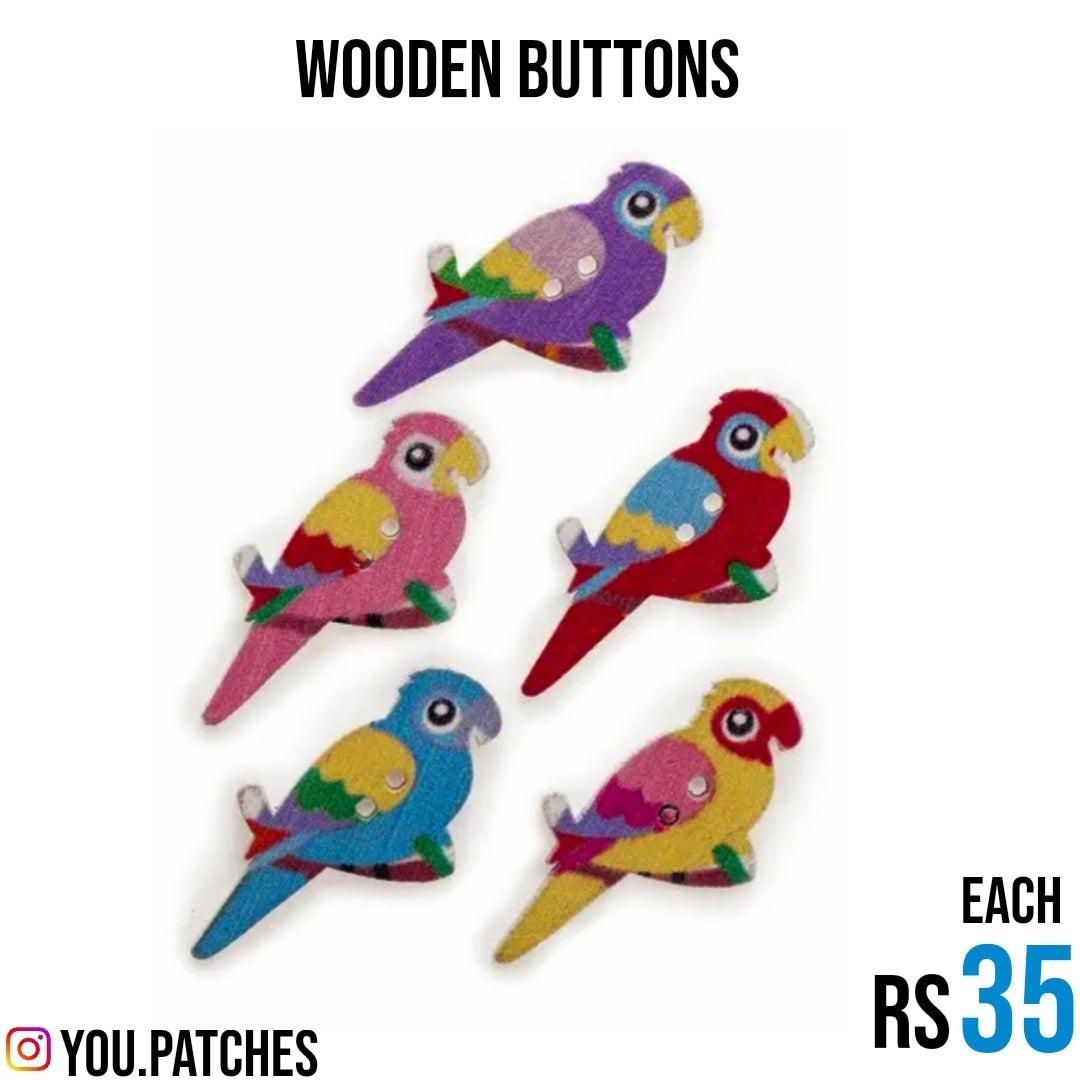 Wooden Parrot Buttons