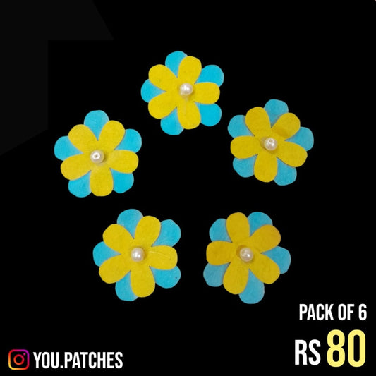 Blue-Yellow Flowers Pack (Pack of 6)