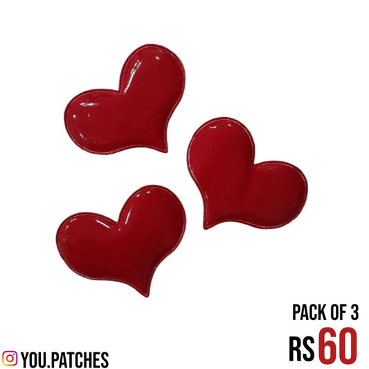 Padded Red Hearts Patch (Pack of 3)