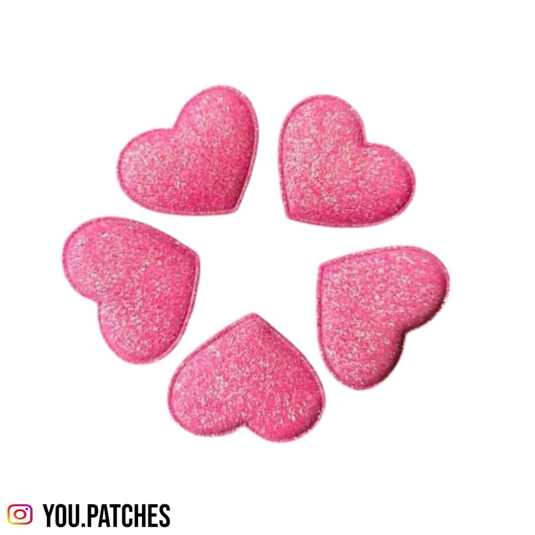 Padded Glittery Hearts (Pack of 5)