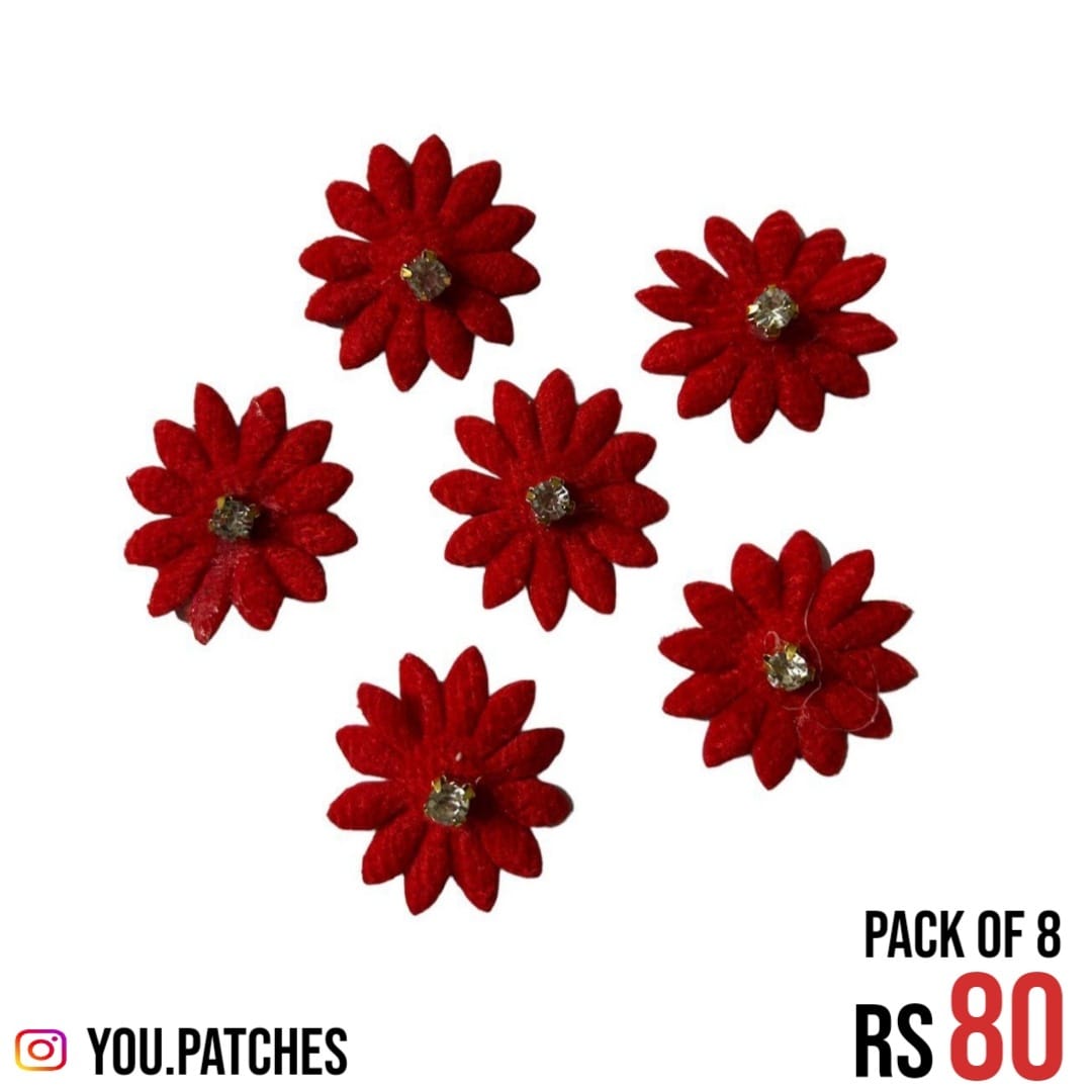 Red Flowers Patch (Pack of 8)