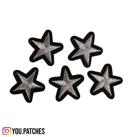 Stick on Embroided Silver Stars (Pack of 10)