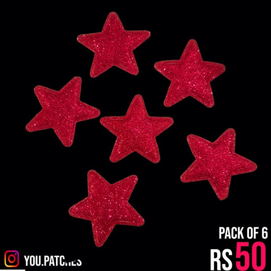 Pink Glittery Stars (Pack of 6)