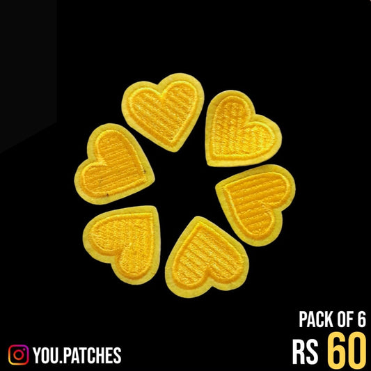 Stick on Yellow Hearts Patch (Pack of 6)