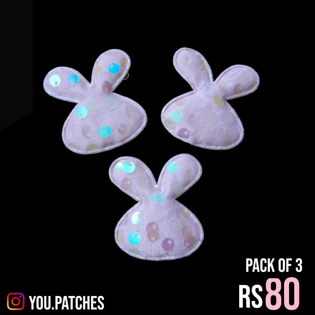 Pink Sequenced Bunny Patch (Pack of 3)
