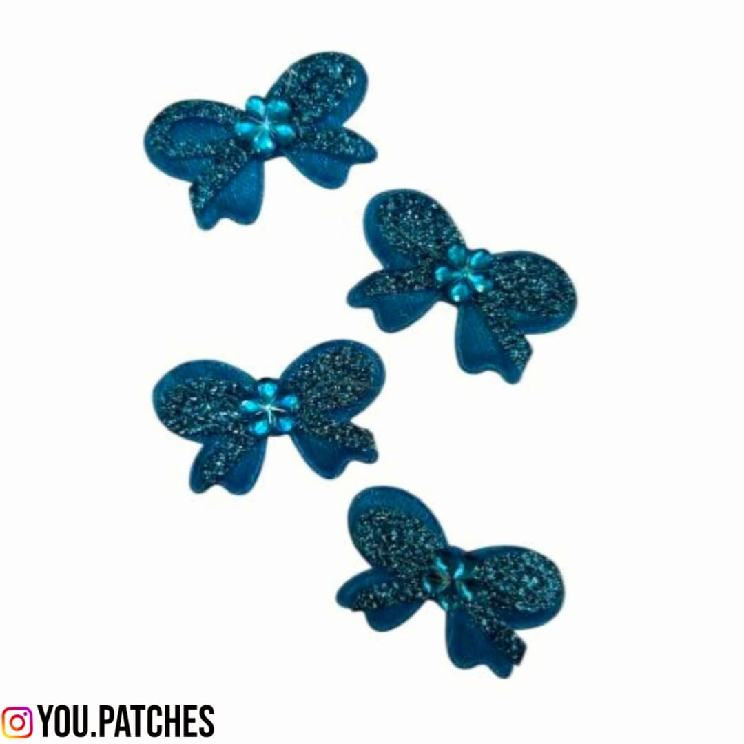 Blue Glittery Bow Pack (Pack of 4)