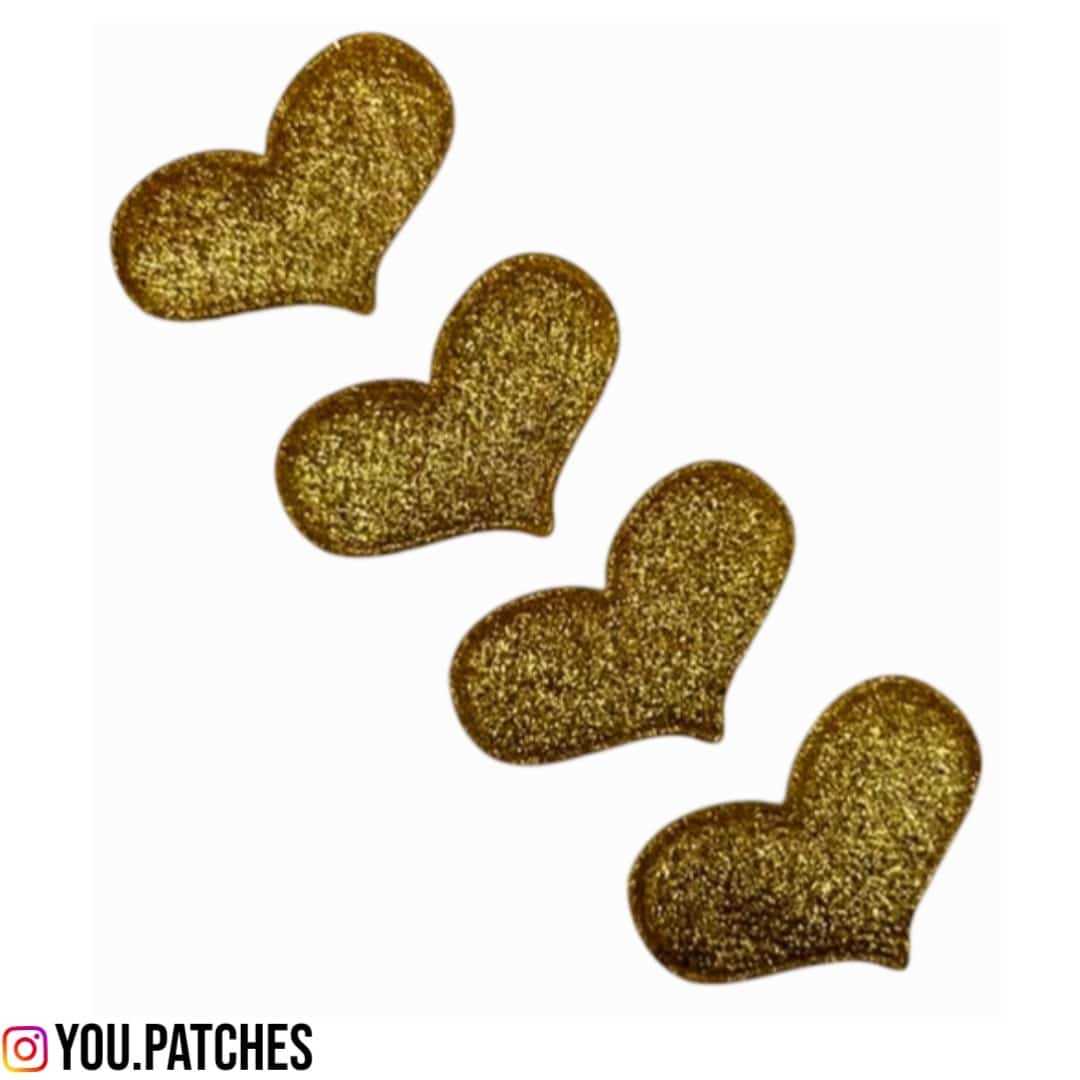 Golden Padded Hearts (Pack of 4)