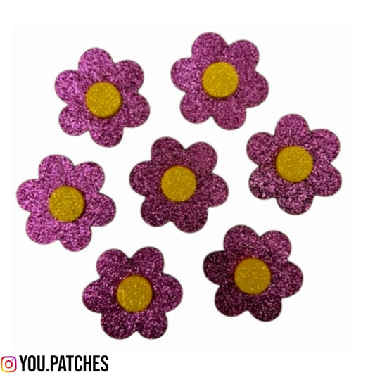 Glittery Purple Flowers (Pack of 10)