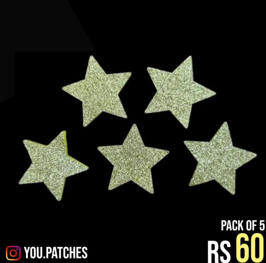 Light Golden Glittery Stars (Pack of 5)