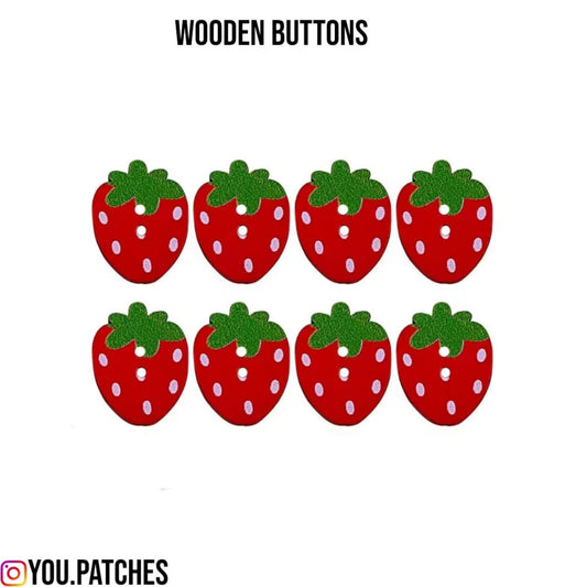 Wooden Strawberry Buttons