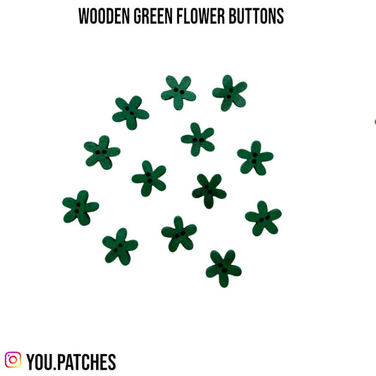 Wooden Green Flower Buttons