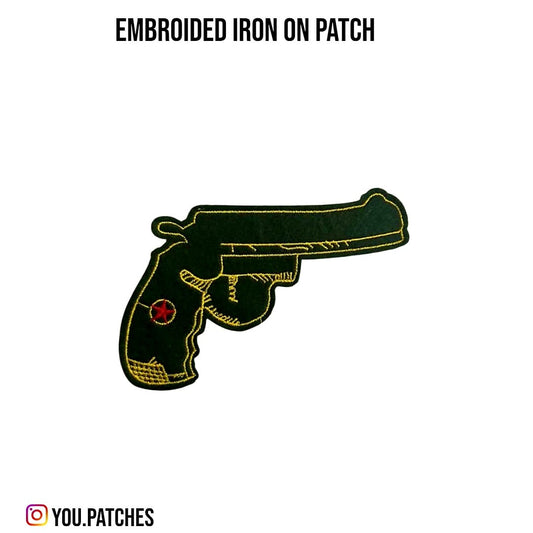 Embroided Iron On Gun Patch
