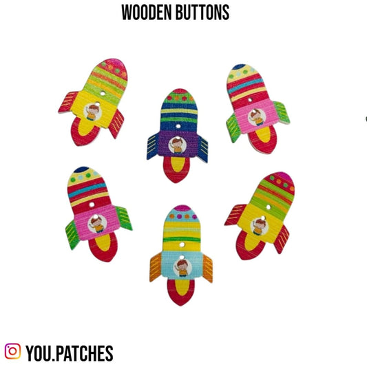 Wooden Rocket Buttons