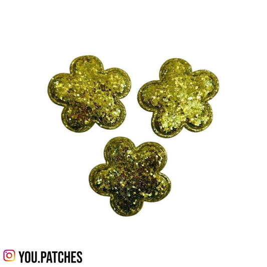 Glittery Golden Flowers (Pack of 3)