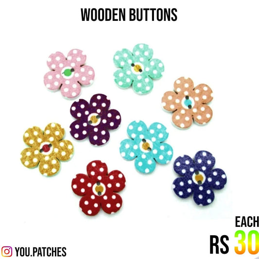 Wooden Flower Buttons