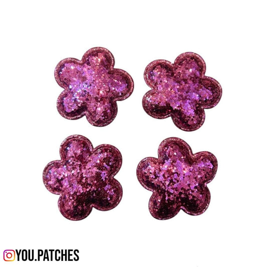 Glittery Pink Flowers (Pack of 4)