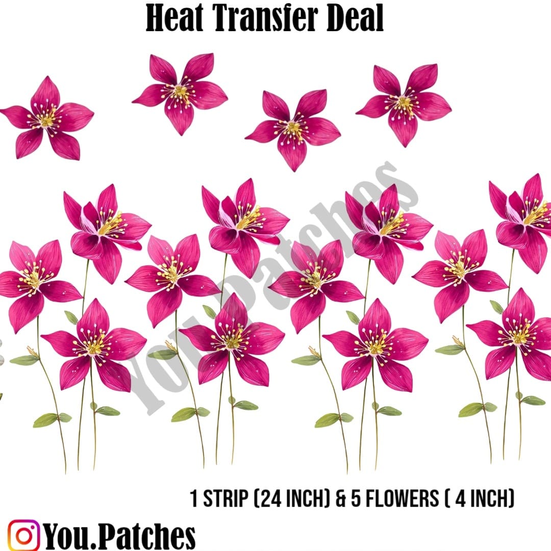 Heat Transfer Flower Strip (Pack of 5)