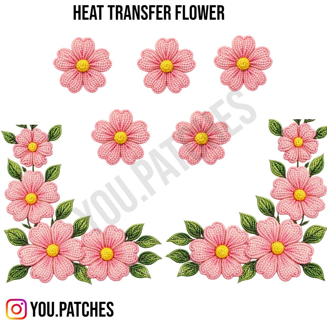 Heat Transfer Flower Border Patch (Pack of 7)