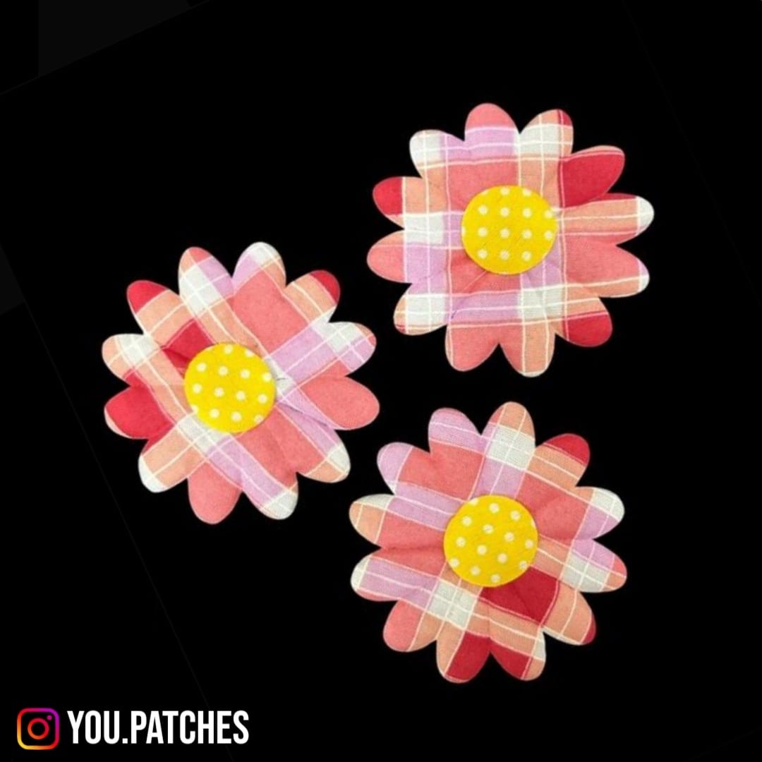 Check Print Padded Flowers (Pack of 3)