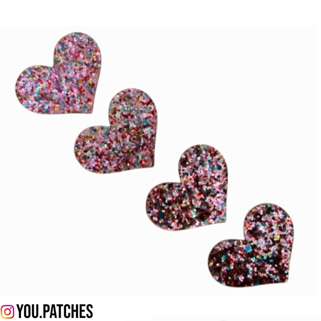 Glittery Silver Hearts (Pack of 4)