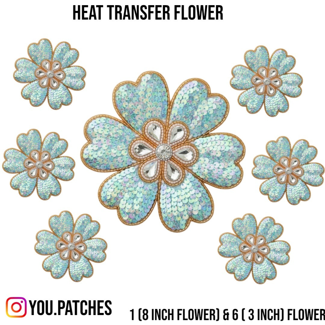 Heat Transfer Flowers Patch (Pack of 7)