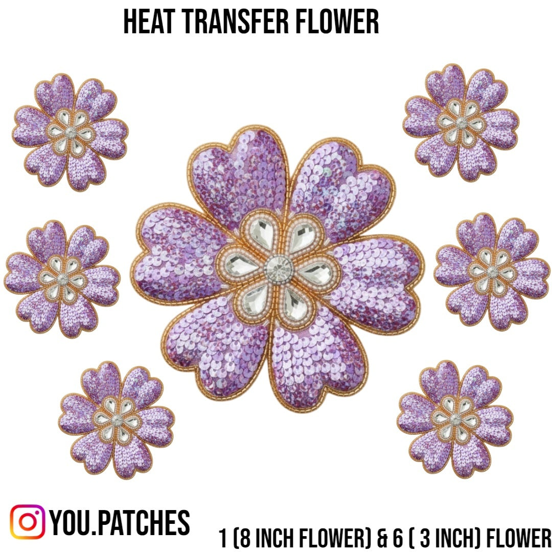 Heat Transfer Flowers Patch (Pack of 7)