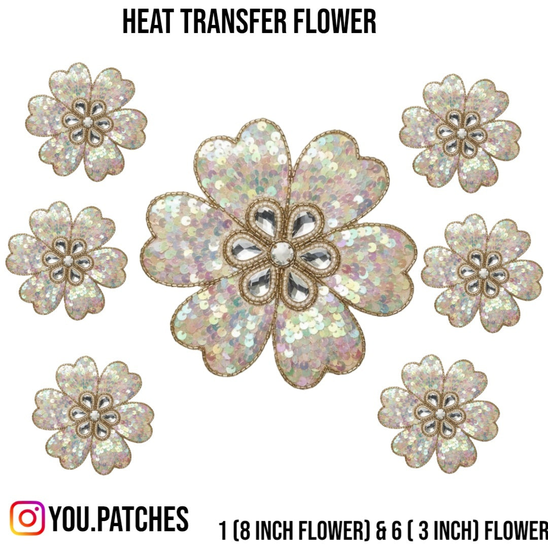 Heat Transfer Flowers Patch (Pack of 7)