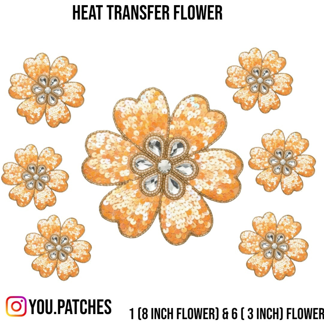 Heat Transfer Flowers Patch (Pack of 7)